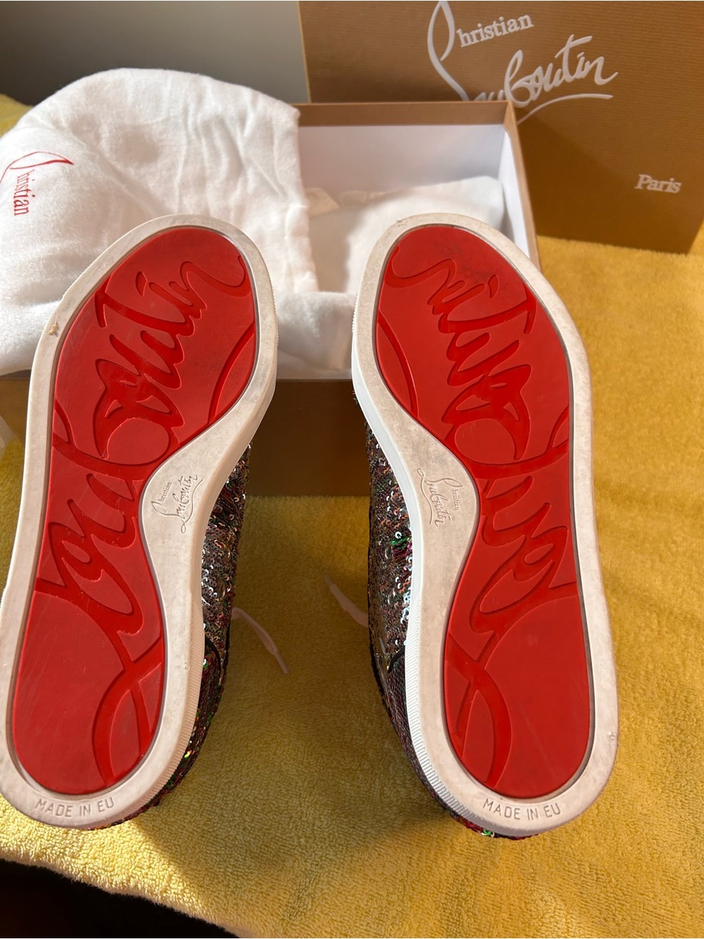 Christian Louboutin Multicolor Sequin High-Top Sneakers